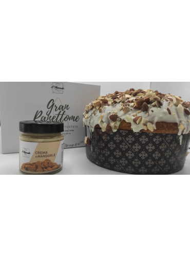 Panettone mandorlato con vasetto di crema alle mandorle